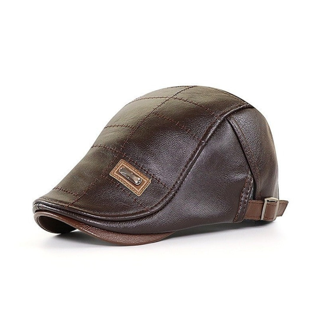 Novi™ | FlatCap  - Retro mannen leren Baret