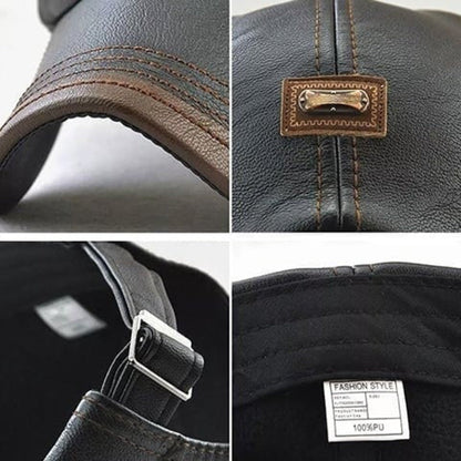 Novi™ | FlatCap  - Retro mannen leren Baret