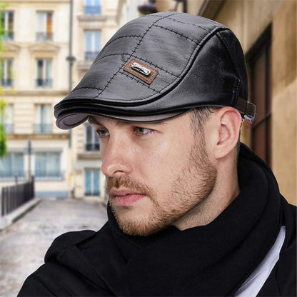 Novi™ | FlatCap  - Retro mannen leren Baret