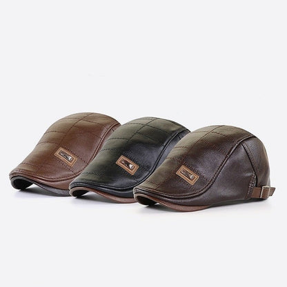 Novi™ | FlatCap  - Retro mannen leren Baret